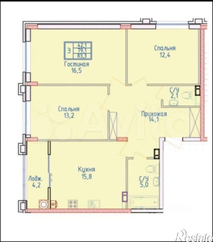 3-комн квартира Перспективная улица, 3/1,  д. 3/1