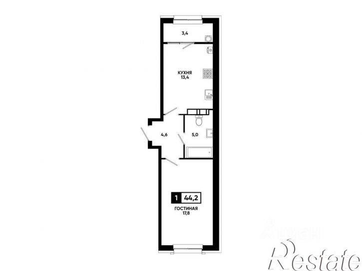 1-комн квартира в новом доме улица Андрея Голуба, 12 к6,  д. 12 к6