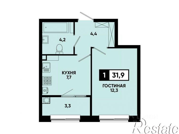 1-комн квартира в новом доме ул Андрея Голуба, 14 4,  д. 14 4,  к. 4