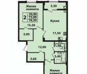 2-комн, 93 кв м, этаж 1/12 Гражданская улица, 5 к1