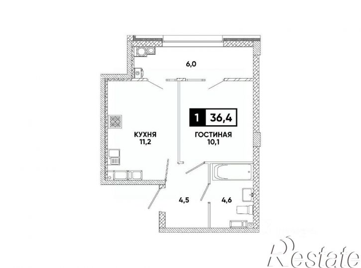 1-комн квартира в новом доме улица Андрея Голуба, 12 к4,  д. 12 к4