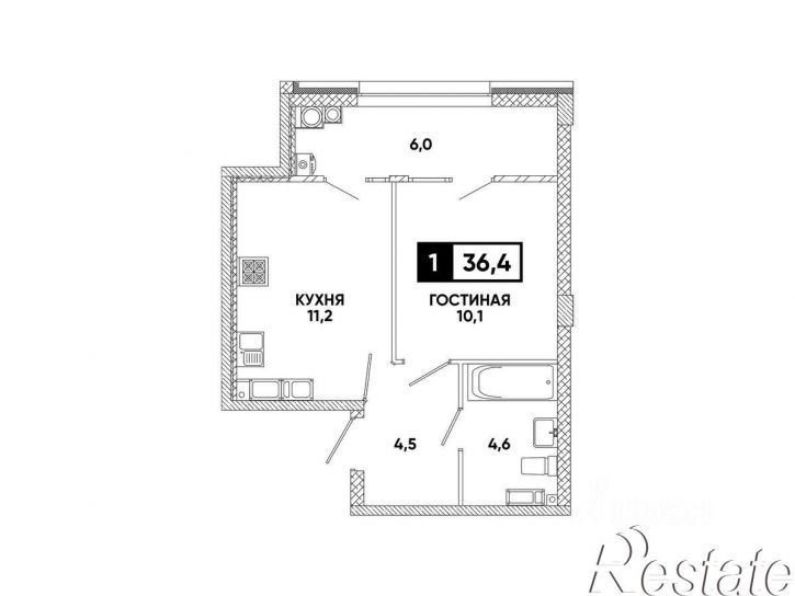 1-комн квартира в новом доме улица Андрея Голуба, 12 к4,  д. 12 к4