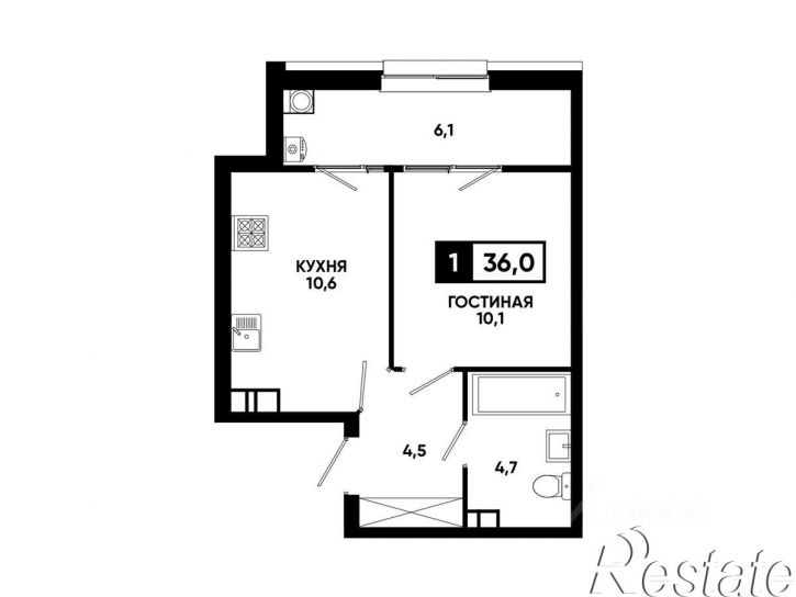1-комн квартира в новом доме улица Андрея Голуба, 12 к6,  д. 12 к6