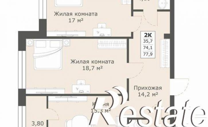 2-комн квартира улица Ленина, 224,  д. 224