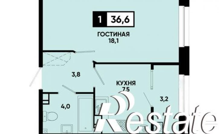 1-комн квартира в новом доме улица Андрея Голуба, 14 к2,  д. 14 к2